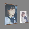 Vertical And Slanted Billboards Showing Female Figures With Headphones Uniform Attire And Green Leaves