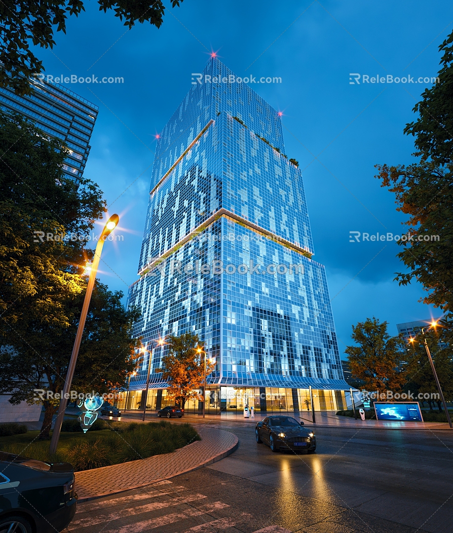 Modern Office Building Public Glass Public Building Public Building Public Building Public Building Night View Office Building Landmark Building 3d model