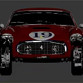 Red Vintage Racing Car With White Stripes And Number 19 Classic Design