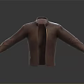Classic Brown Leather Jacket With Stand Collar Open Front And Long Sleeves 3d model