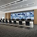 Modern Monitoring Room Central Control Room Monitoring Large Center Command Center Equipment Charged 3d model