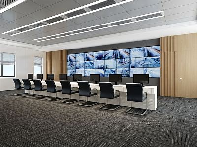 Modern Monitoring Room Central Control Room Monitoring Large Center Command Center Equipment Charged 3d model