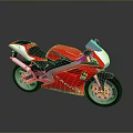 Red Sports Motorcycle With Black Seat White Accents And Gold Wheels Design