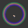 Black Headphone Speaker With Circular Blue Halo Blue Concentric Circle Waves Background And Side Ports
