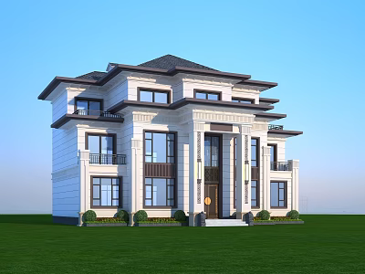 New Chinese style single-family villa 3d model