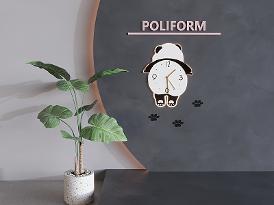 Creative Panda Wall Clock Decorative Clock Wall Clock 3d model