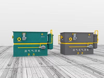 Industrial Dissolved Air Flotation Machines Green And Gray For Efficient Wastewater Treatment 3d model