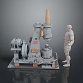 Industrial Mechanical Machine With Scale Human Figure Model And Base Structure 3d model