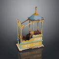 Traditional Decorative Pavilion With Blue Gold Accents And Elaborate Carvings