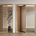 Wooden Folding Doors With Open Design For Minimalist Interior Space And Natural Light