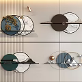 Modern Wall Decor Hanging Ornaments With Circular Design Marble Pattern Metal Frame And Mountain Elements 3d model