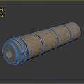 Brown Cylindrical Industrial Component With Metal Rings And Bolted Structure 3d model