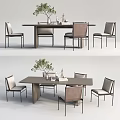 Modern Dining Table and Chair Combination Ornaments Combination 3d model