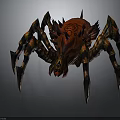 Fantasy Game Character And Red Black Spiked Spider Creature With Sharp Legs Design
