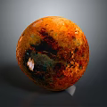 Spherical Plant Structure With Orange Brown Surface And Dark Green Patches On Dark Background
