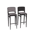 Modern Upholstered Chair With Dark Wooden Frame And Light Gray Fabric Cushion