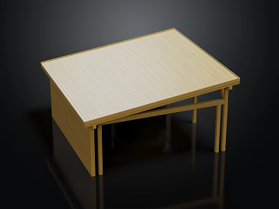 Minimalist Wooden Dining Table With Sleek Tabletop And Sturdy Frame Structure 3d model