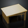 Minimalist Wooden Dining Table With Sleek Tabletop And Sturdy Frame Structure