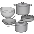 Stainless Steel Cookware Set With Bowls Pots Lidded Pans And Shiny Kitchen Utensils
