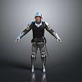 Person In Metallic Silver And Black Armor Standing On Reflective Surface