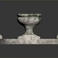 Classical Stone Fountain With Circular Base And Moss Covered Bowl Top