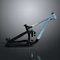 Mountain Bike Frame with Rear Suspension Black and White Design Blue Accent Letters
