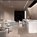 Modern Hotel Lobby With Curved Walls Large Windows Mountain View Sofa And Natural Light