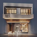 Modern Shop Facade With MGANDC8 Sign Curved Awning And Window Displays