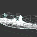 Large Military Warship With Gray Hull Red Bottom And Main Turrets