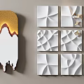 Modern Abstract Wall Decor With White Gold Textured Patterns And 3D Geometric Designs 3d model