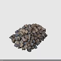 Natural Wood and Stone Pieces Stacked as Rustic Construction Material Pile 3d model