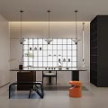 Modern Tea Room With Minimalist Design And Diverse Seating 3d model