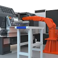 Industrial Equipment Workstation With CNC Machine Robotic Arm And Control Panel