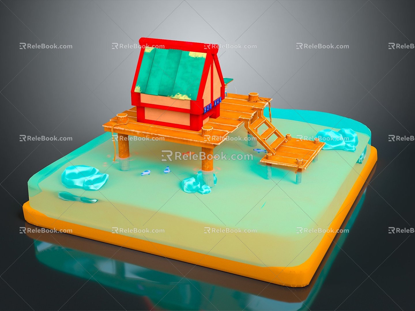 Water House Fishing House Fisherman Cartoon Wooden House Cartoon Wooden House Cartoon Wooden House 3d model