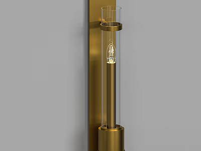 Modern Brass Wall Sconce With Transparent Glass Cylinder And Visible Bulb Design 3d model