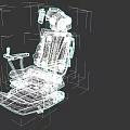 Futuristic Tech VR Chair With Orange Black Leather And Metal Tracked Base