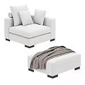 Gray And White Modular Sofa Design With Cushions And Throw Blanket 3d model