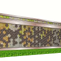 Modern Feature Wall Design With Laser Cut Patterns Metal Frame And Green Lawn