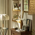 Comfortable Leisure Chair In Cozy Living Room With Wooden Shelves And Decorative Plants