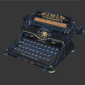 Vintage Typewriter With Classic Black Metal Frame And Gold Accents