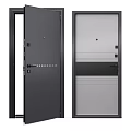 Modern Hinged Door Design In Gray And Light Color With Metal Hardware Contemporary Style