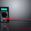 Digital Multimeter Electronic Measuring Tool With Green Display Rotary Dial And Red Probe 3d model