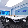 Modern Conference Room Interior With Long White Table Comfortable Chairs And Large Screen