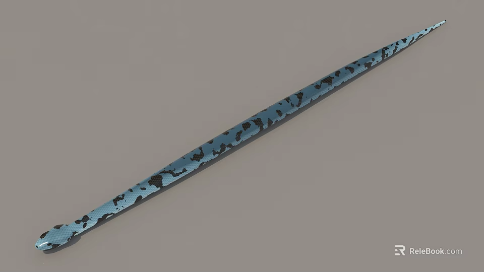 Blue Reptile Snake With Black Spots On Long Slender Body Against Gray Background 3d model 