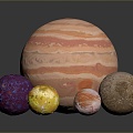 Sun Moon Solar System Saturn Jupiter Mars Earth Pluto Neptune Venus celestial body 3d model