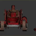 Red Hydraulic Car Jack with Handle and Wheels for Automotive Repair Tasks