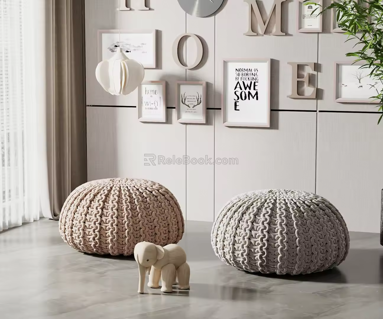 Modern sofa stool pumpkin sofa stool combination 3d model
