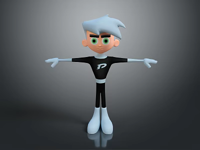 Daily Life Clothing Black Top With White P Logo And White Boots For Cartoon Character 3d model