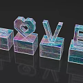 Sparkling LOVE Letters With Heart Shaped O On Black Background