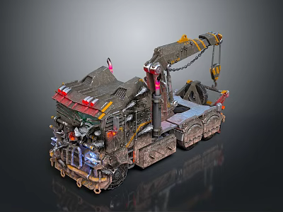 Futuristic Modified Vehicle With Mechanical Crane Arm Intricate Decorations And Heavy Duty Tires 3d model